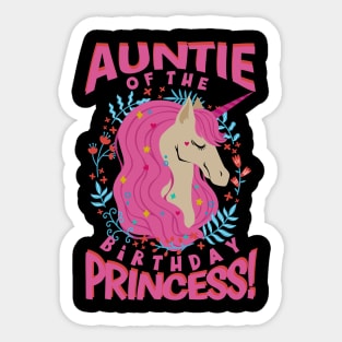 Auntie of the Birthday Princess Unicorn Sticker